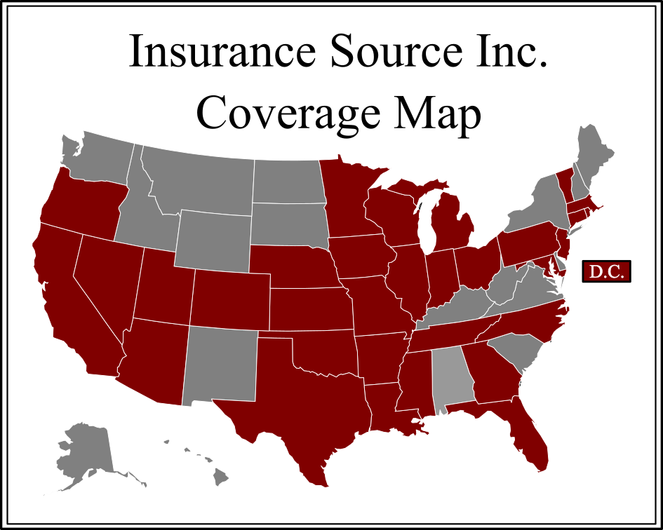 Insurance Source Inc. Coverage Map